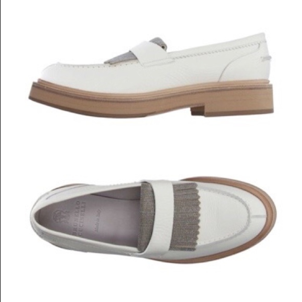BRAND NEW Brunello Cucinelli White Loafers with Box and Garment Bag
